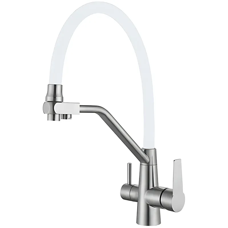 Змішувач для кухні MIXXUS FUL-021 REFL.WHITE з гнучким виливом на дві води (2594708069)