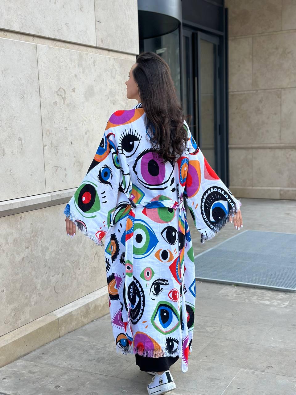 Халат-кимоно женский one size с глазами - фото 3 Халат-кимоно женский one size с глазами - фото 3