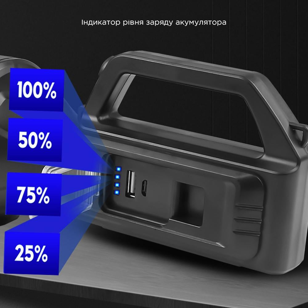 Ліхтар ручний пошуковий Quantum QM-FL1063 Tracker 3W LED+COB з функцією Power Bank (12442628) - фото 8