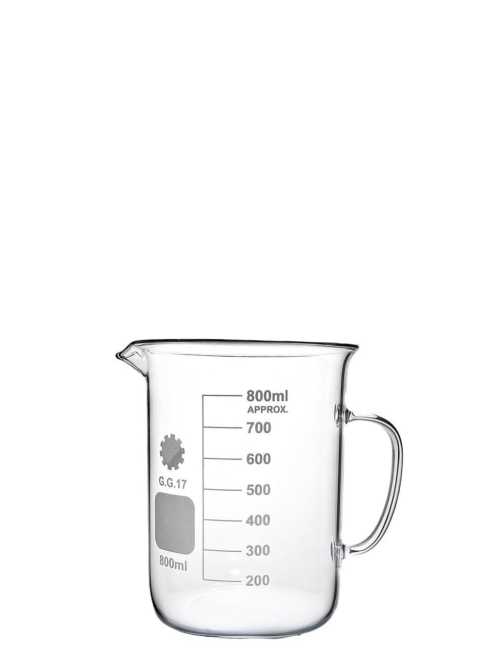 Стакан химический низкий с метками и ручкой 800 мл (1912687803)