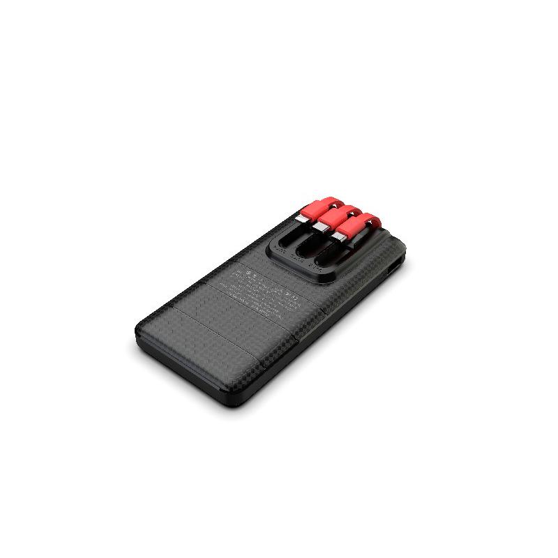 Повербанк Pineng PN-857 со встроенным Micro USB/Lightning/Type-C/USB кабелем 10000 mAh Black (85701) - фото 2