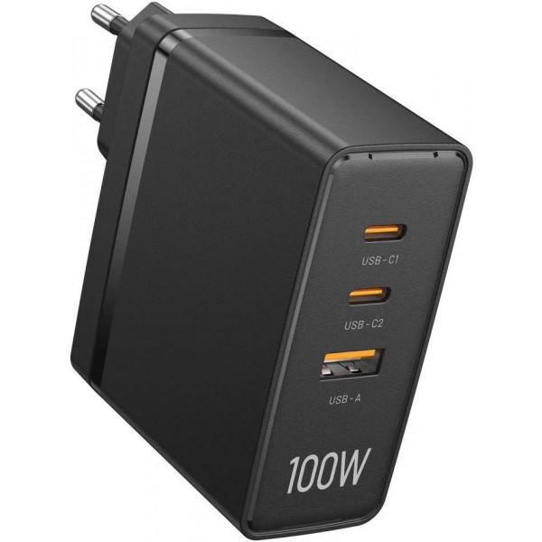 Зарядное устройство Vention 3xUSB 5А 100W GaN Black (FEGB0-EU) - фото 1