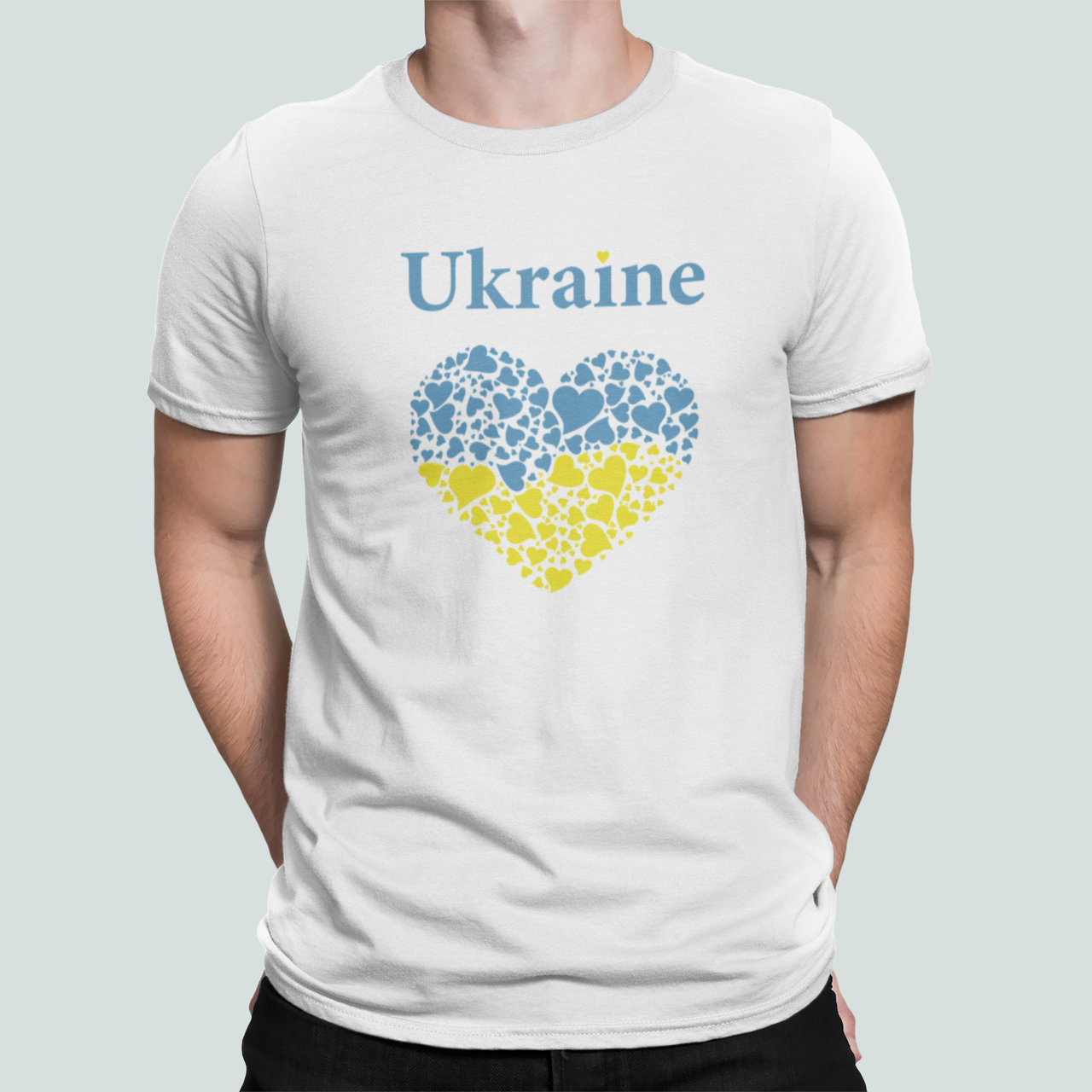 Футболка мужская патриотическая Stedman с принтом "Ukraine" Герб Сердца XXXL Белый (УКР424-12)