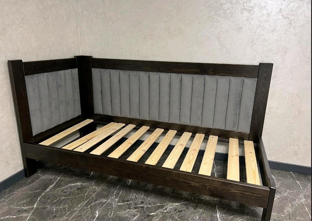 Кровать с мягкими спинками натуральное дерево без сращивания 90x190 см (2546575188) Кровать с мягкими спинками натуральное дерево без сращивания 90x190 см (2546575188)