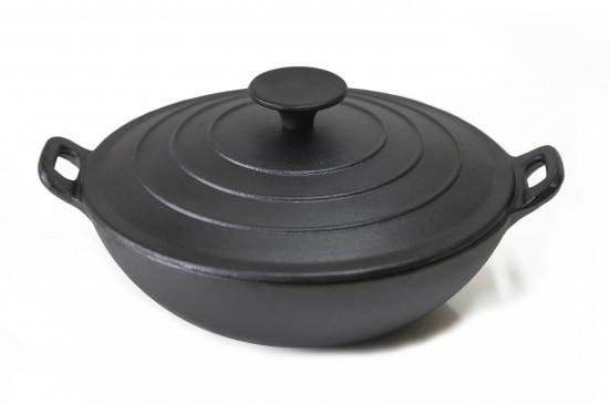 Сковорідка Fissman WOK з кришкою 24х8 см 2 л чавунна (CI-4099.24)