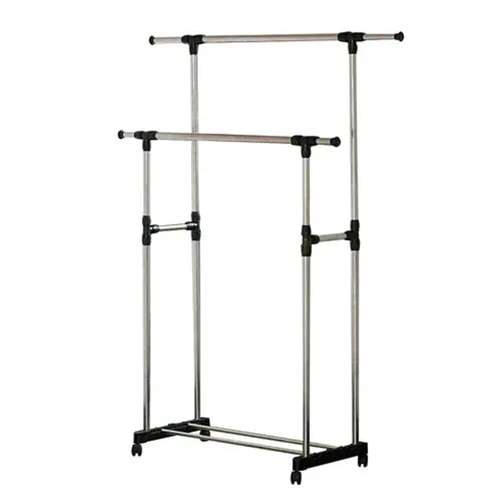 Стойка для одежды и обуви Clothes Rack Double JL-028 телескопическая двойная Черный (SS-09) - фото 1