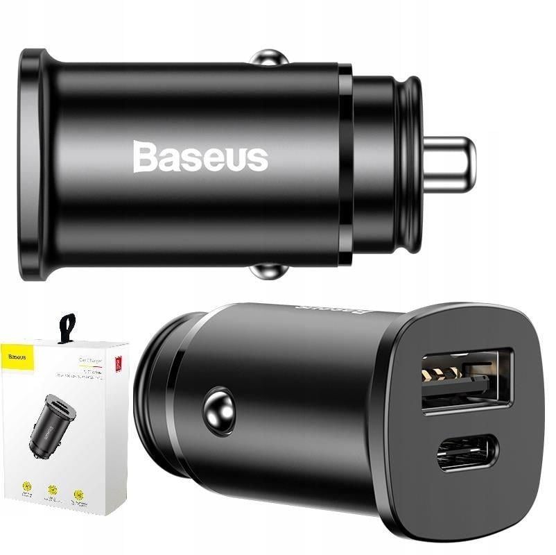 Автомобильная зарядка Baseus Square Metal QC 4.0 PD3.0 30W USB/Type-C 5A Black - фото 7