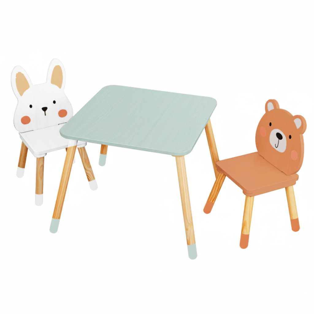 Детский набор мебели Мишка и Кролик стол со стульями (2800303753)