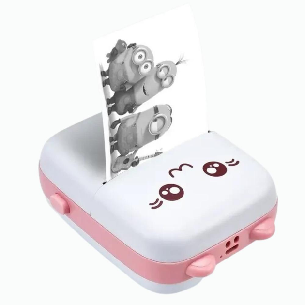 Термопринтер із вушками M5 Mini Printer та 1 рулон Pink