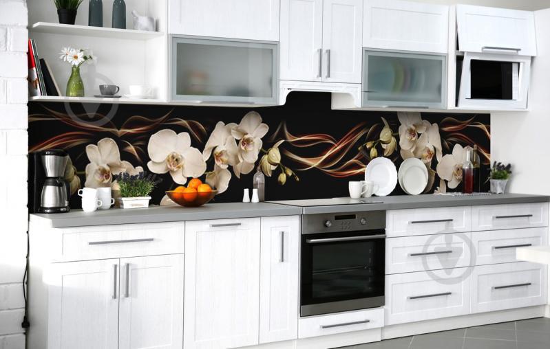 Скинали на кухню Zatarga «Орхидея в шоколаде» 600х2500 мм виниловая 3Д наклейка кухонный фартук самоклеящаяся Скинали на кухню Zatarga «Орхидея в шоколаде» 600х2500 мм виниловая 3Д наклейка кухонный фартук самоклеящаяся