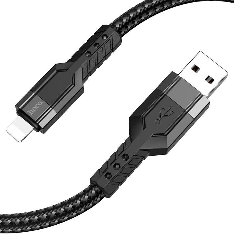 Дата кабель Hoco U110 charging data sync USB to Lightning 1,2 м Black - фото 2