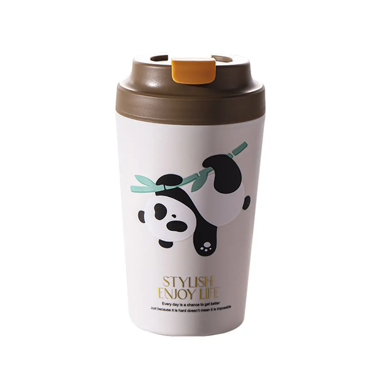 Термочашка Panda с фарфоровой колбой 380 мл Коричневый (HP-14-12BR)