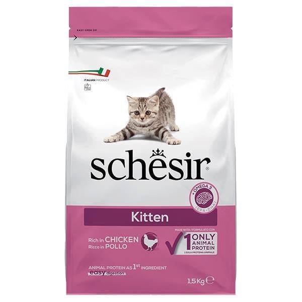 Корм сухий для кошенят Schesir Dry Cat Kitten монопротеїновий з куркою 1,5 кг (ШККК1,5)