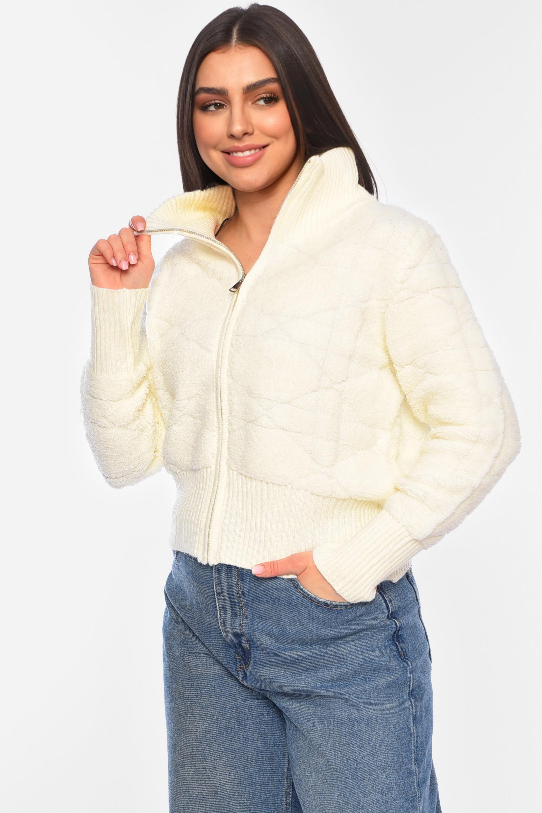 Кофта жіноча на блискавці S-M Білий (191915) - фото 2