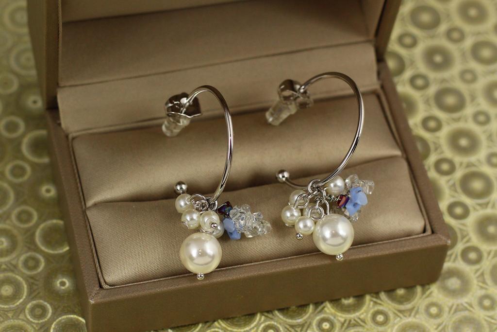 Серьги Xuping Jewelry колечки с гроздью жемчуга 2,5 см Серебристый (31919368)