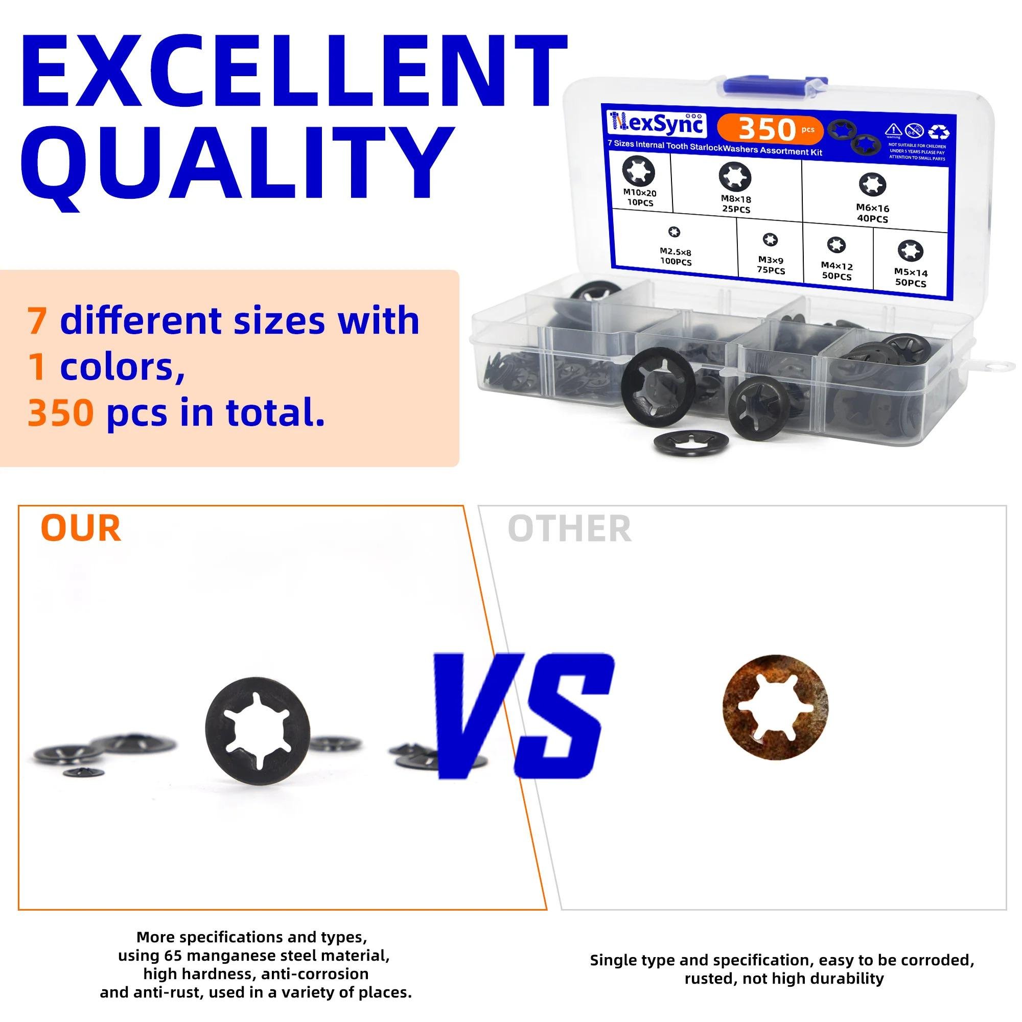 Набір стопорних кілець шайб M2.5/M3/M4/M5/M6/M8/M10 350 шт. (142594) - фото 6 Набір стопорних кілець шайб M2.5/M3/M4/M5/M6/M8/M10 350 шт. (142594) - фото 6