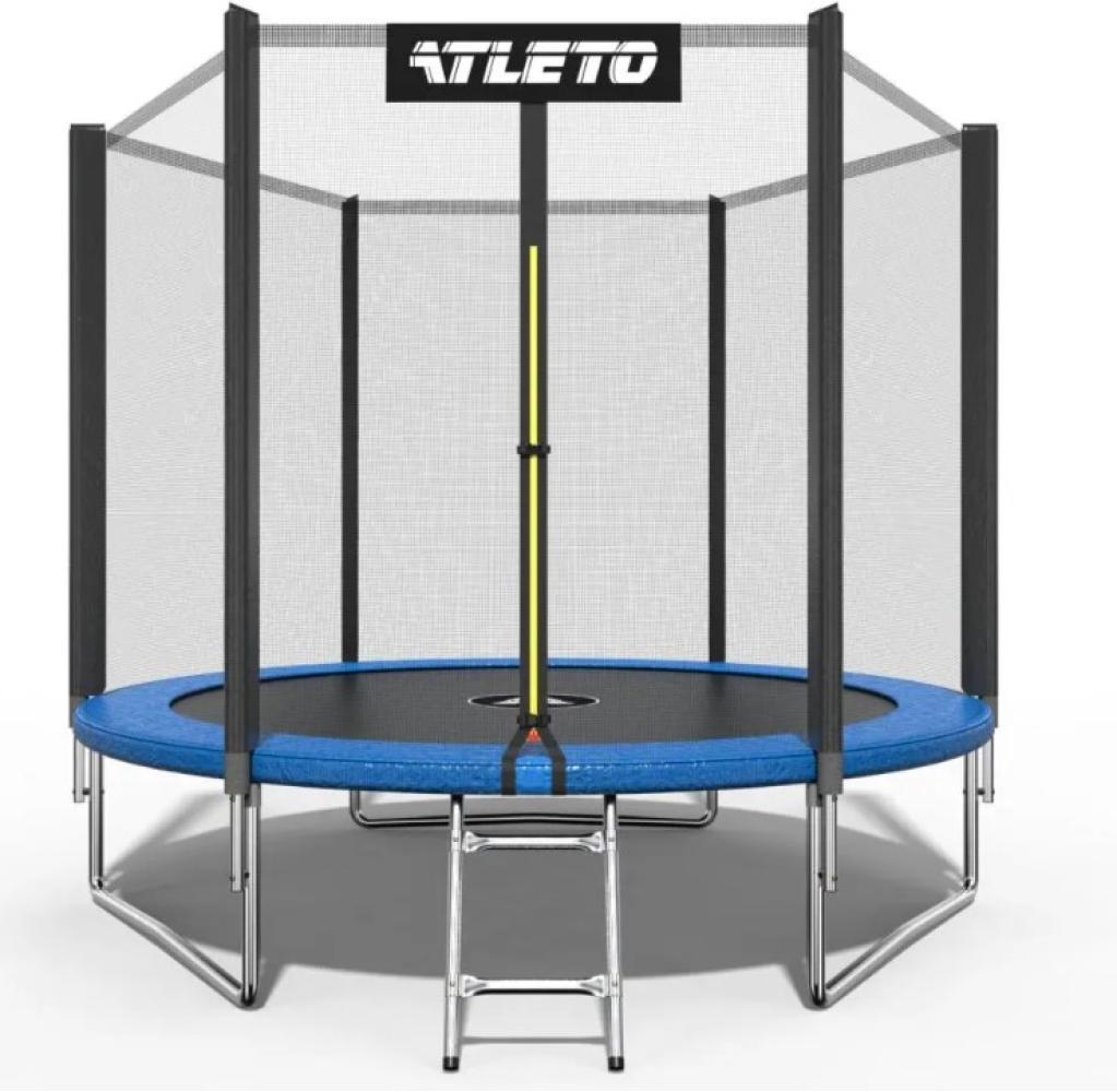 Батут детский для активных игр Atleto с защитной сеткой и стремянкой до 100 кг 252 см Синий (147-76-20000800)