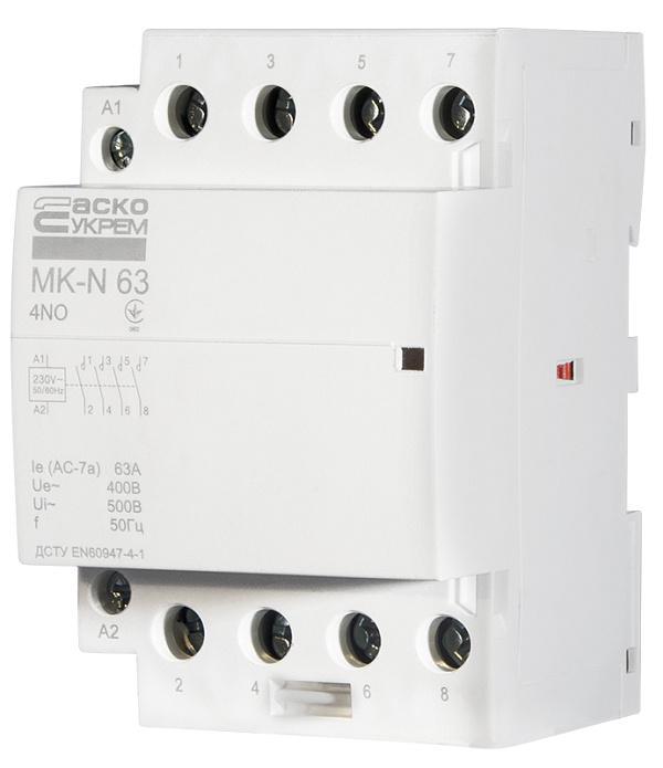Контактор модульный АСКО MK-N 4P 63A 4NO (A0040030034) - фото 2 Контактор модульный АСКО MK-N 4P 63A 4NO (A0040030034) - фото 2
