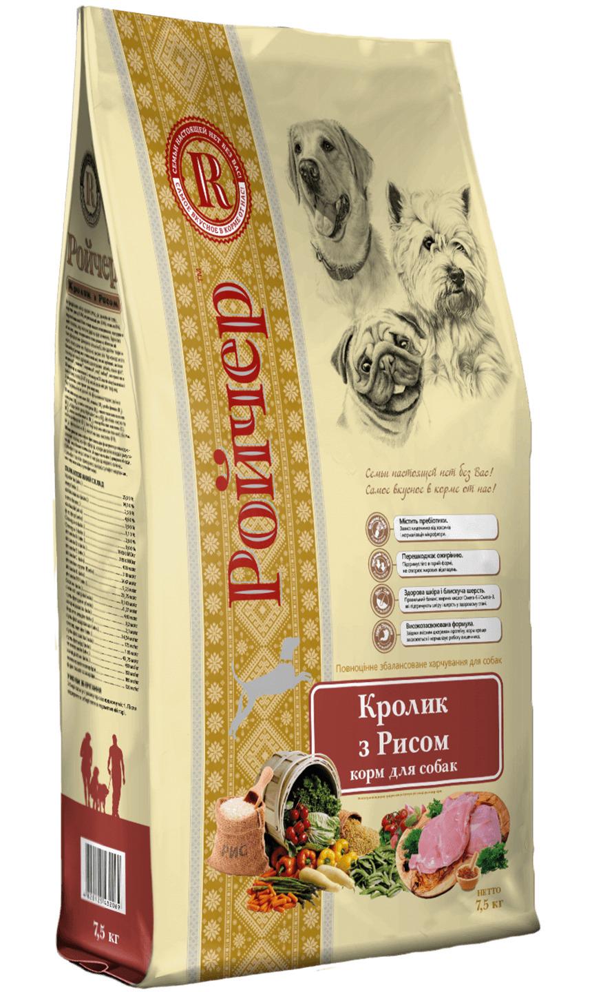 Корм для собак Ройчер Гіпоалерг Кролик з рисом 7,5 кг (37202527)