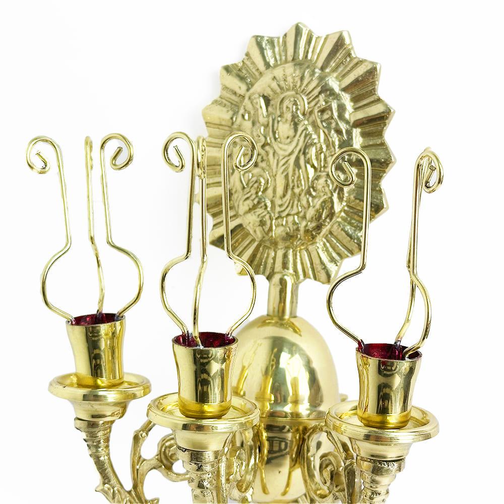 Трехсвечник пасхальный с иконой из латуни (11025) - фото 4 Трехсвечник пасхальный с иконой из латуни (11025) - фото 4