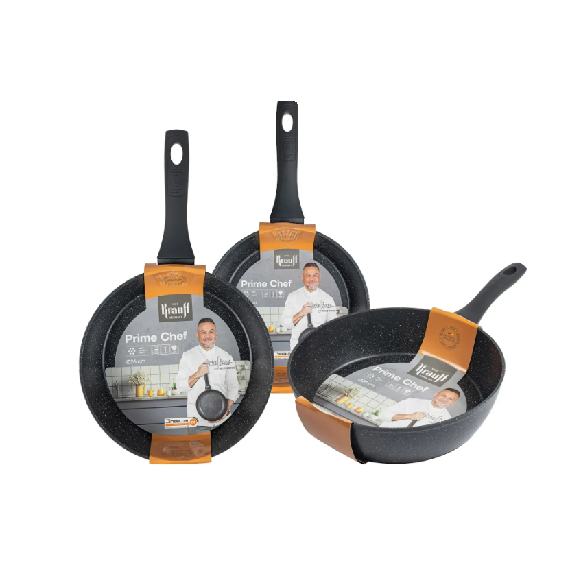 Набір глибоких сковорідок Krauff Prime Chef 24/26/28 см (55-333-530) - фото 1 Набір глибоких сковорідок Krauff Prime Chef 24/26/28 см (55-333-530) - фото 1