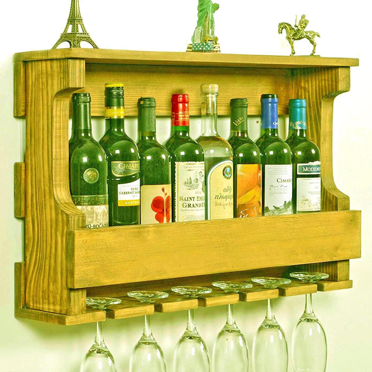 Полка для вина настенная из дерева Мацумото Карри (ПНК-001103)