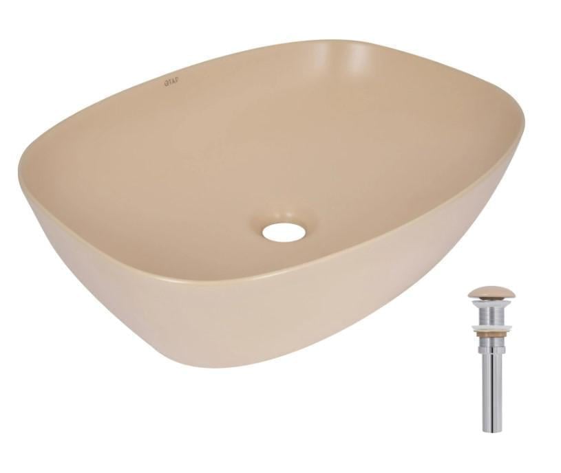 Раковина накладная прямоугольная Qtap Cardinal с донным клапаном Beige (QTCAR188SB49825)