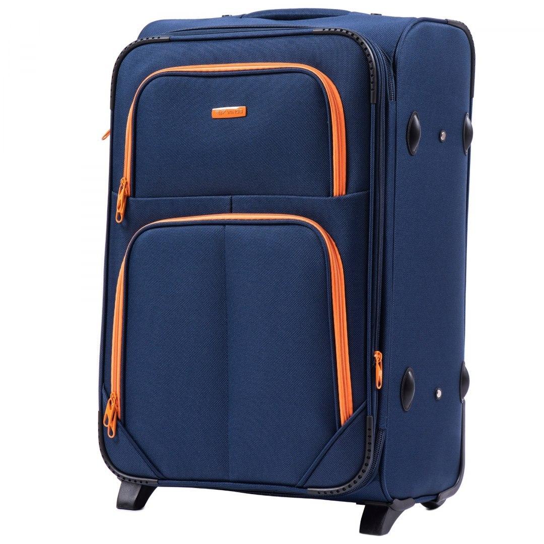Валіза тканинна Wings 214 середня на 2 колесах 64х43х28 см 72 л Темно-синій