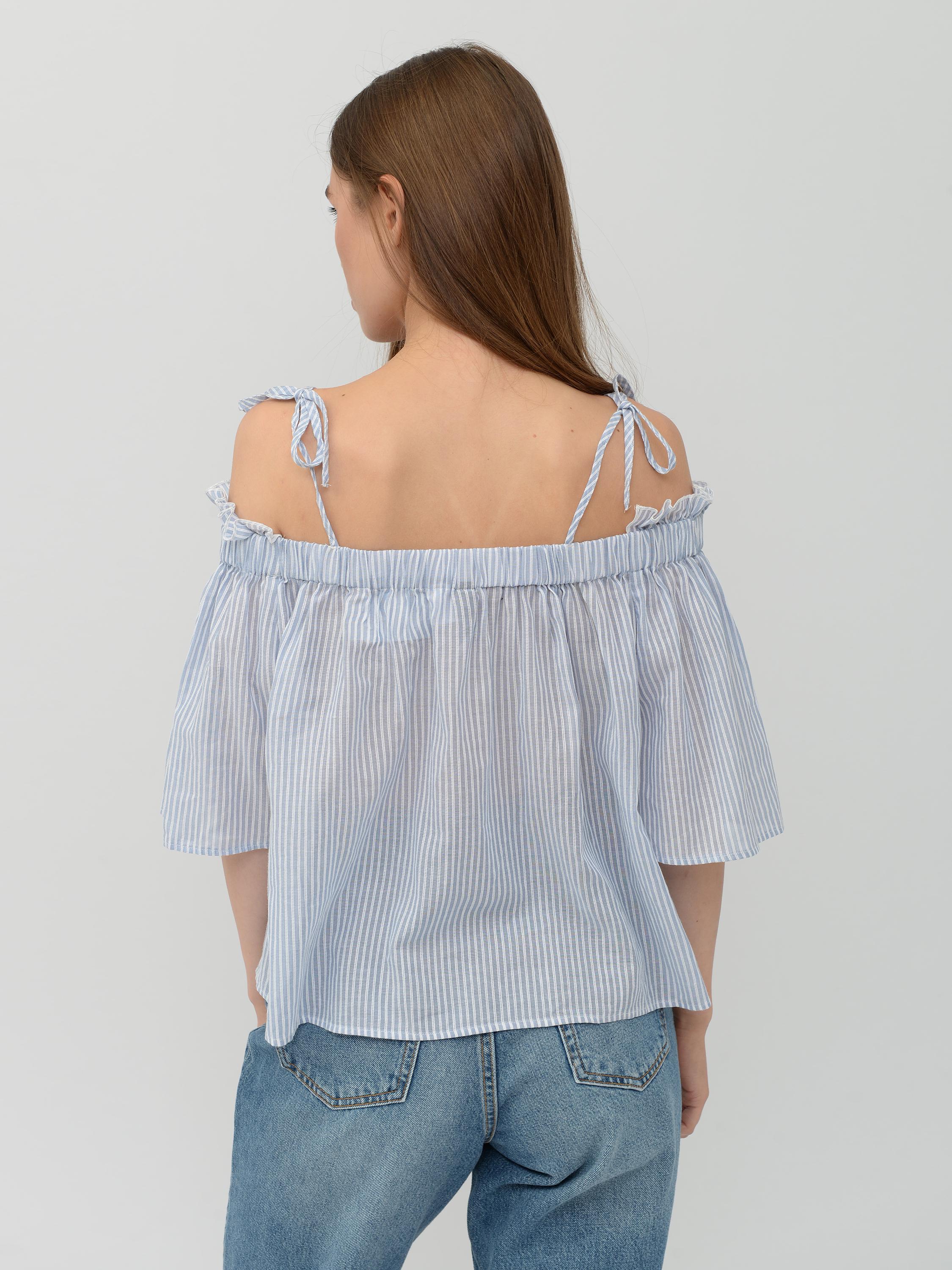 Блуза H&M Смужка р. 38 Блакитний (335478) - фото 3