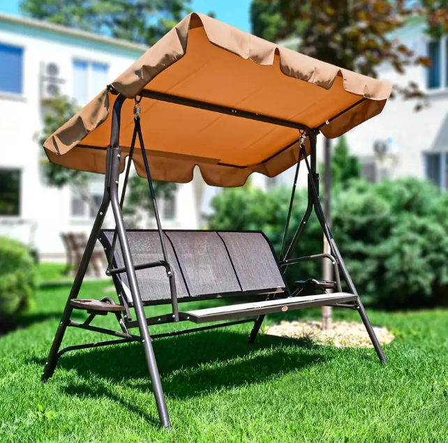 Качели садовые трехместные с подстаканниками 170х110х153 см