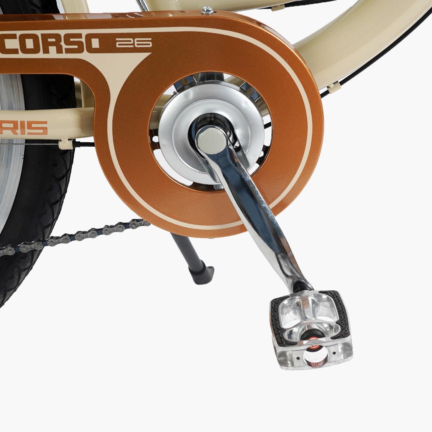 Велосипед міський Corso Polaris з кошиком та багажником рама 16,5"/26" Бежевий - фото 9