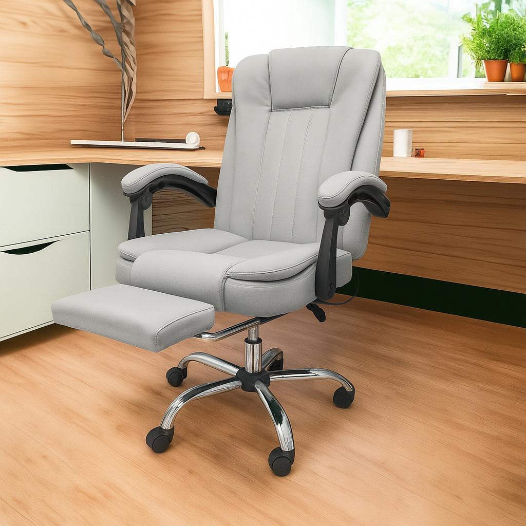 Офисное кресло BOSS KO22SZ VIP Premium с массажной подушкой с подножкой Серый (17360) - фото 2 Офисное кресло BOSS KO22SZ VIP Premium с массажной подушкой с подножкой Серый (17360) - фото 2