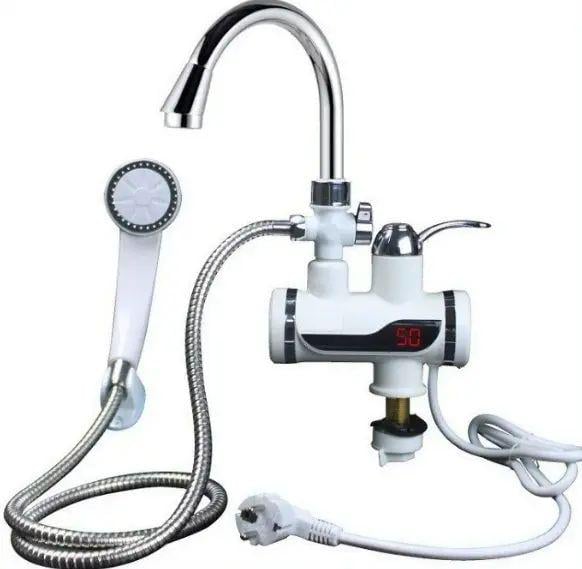 Проточний водонагрівач бокового підключення 0,04-0,5 МПа 3000 Вт 220-240V/50Hz IPX4 з душем 1,2 м (opt-17979)