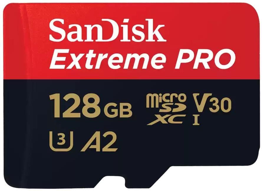 Карта памяти SanDisk microSDXC C10 UHS-I U3 R200/W90 MB/s Extreme Pro V30+SD 128 GB (30358519)