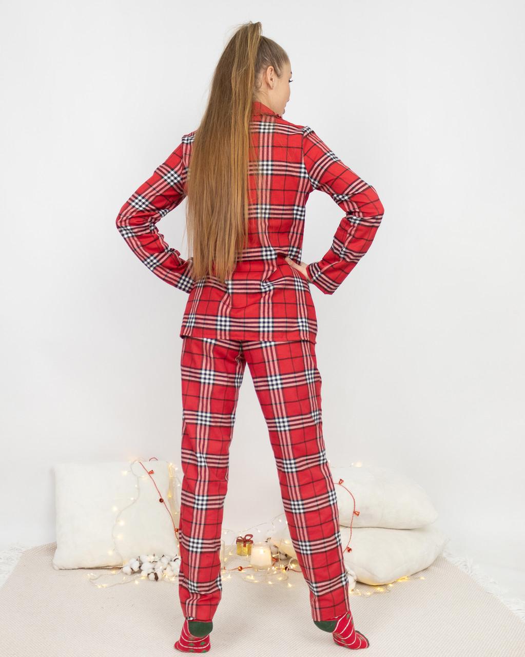 Пижама женская домашняя фланелевая рубашка со штанами Красно-белая клетка (2046614482) - фото 3 Пижама женская домашняя фланелевая рубашка со штанами Красно-белая клетка (2046614482) - фото 3