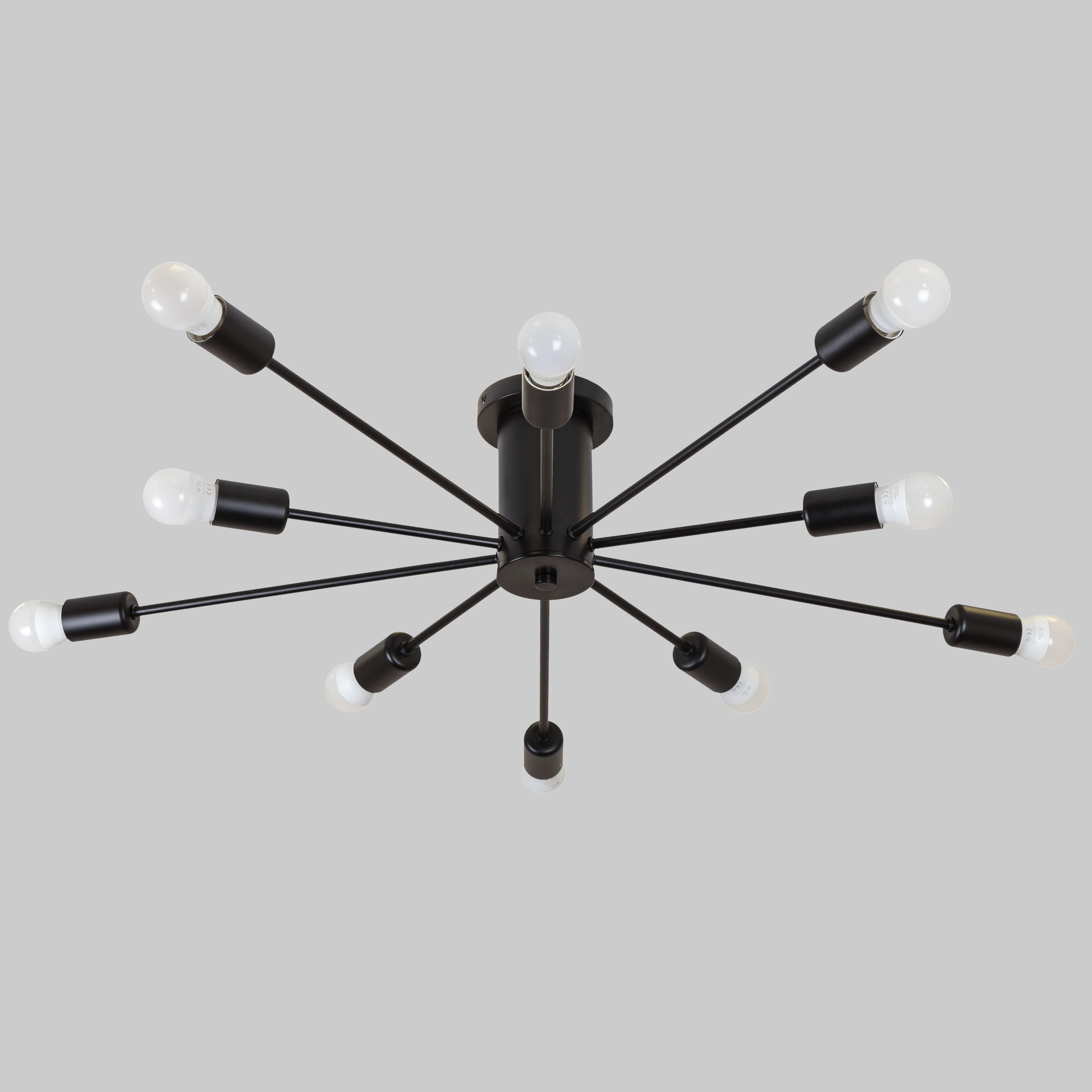 Люстра потолочная на 10 плафонов Черный (52-9901-10 BK)