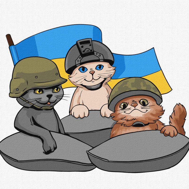Картина по номерам Ідейка Котики ВСУ 30х30 см (KHO4389)