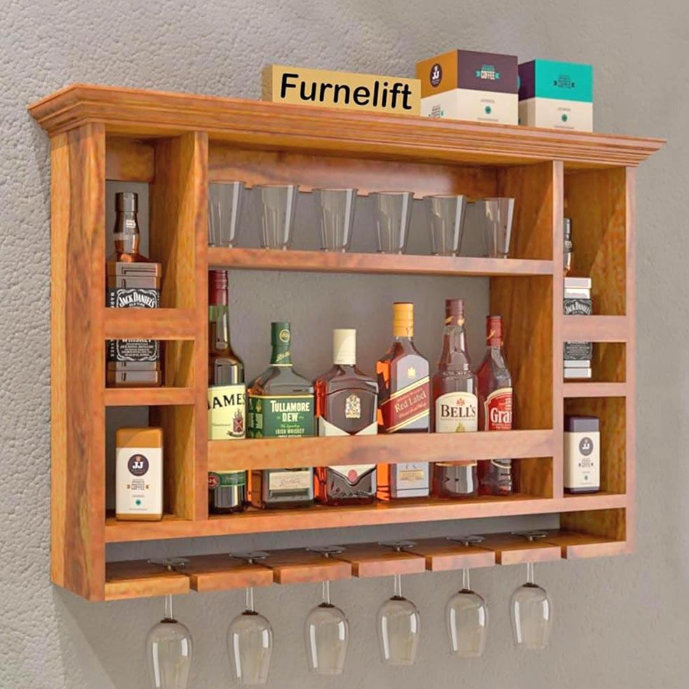 Полка для вина настенная из дерева Баруте Охра (ПНК-018604)