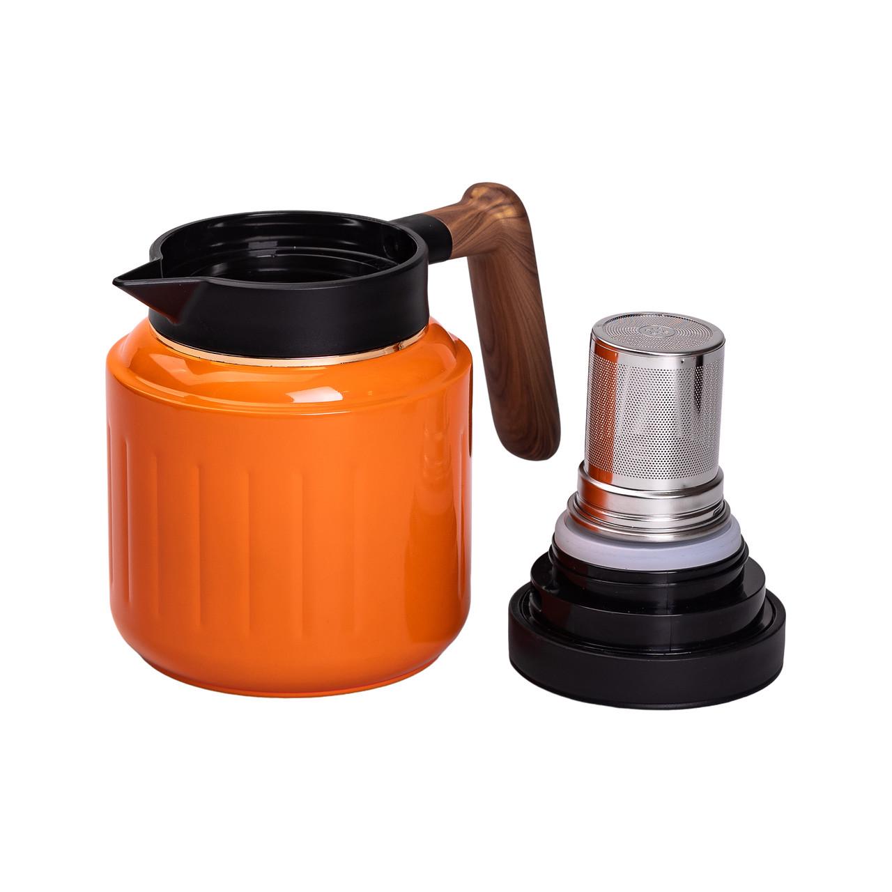 Чайник-термос с индикатором температуры и заварником 1 л Оранжевый (2431237159) - фото 5 Чайник-термос с индикатором температуры и заварником 1 л Оранжевый (2431237159) - фото 5