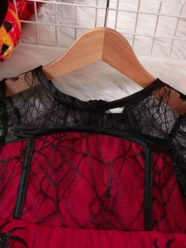 Платье детское на Хэллоуин с кружевом 5-6 лет Красно-черный (2780910778) - фото 4