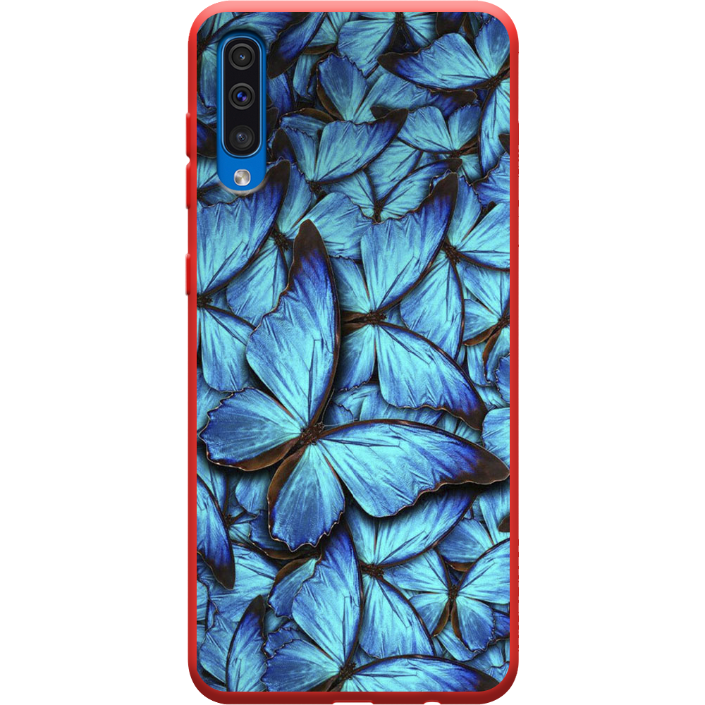 Чехол Boxface Samsung A505 Galaxy A50 лазурные бабочки Красный силикон (36417-up1550-37013)