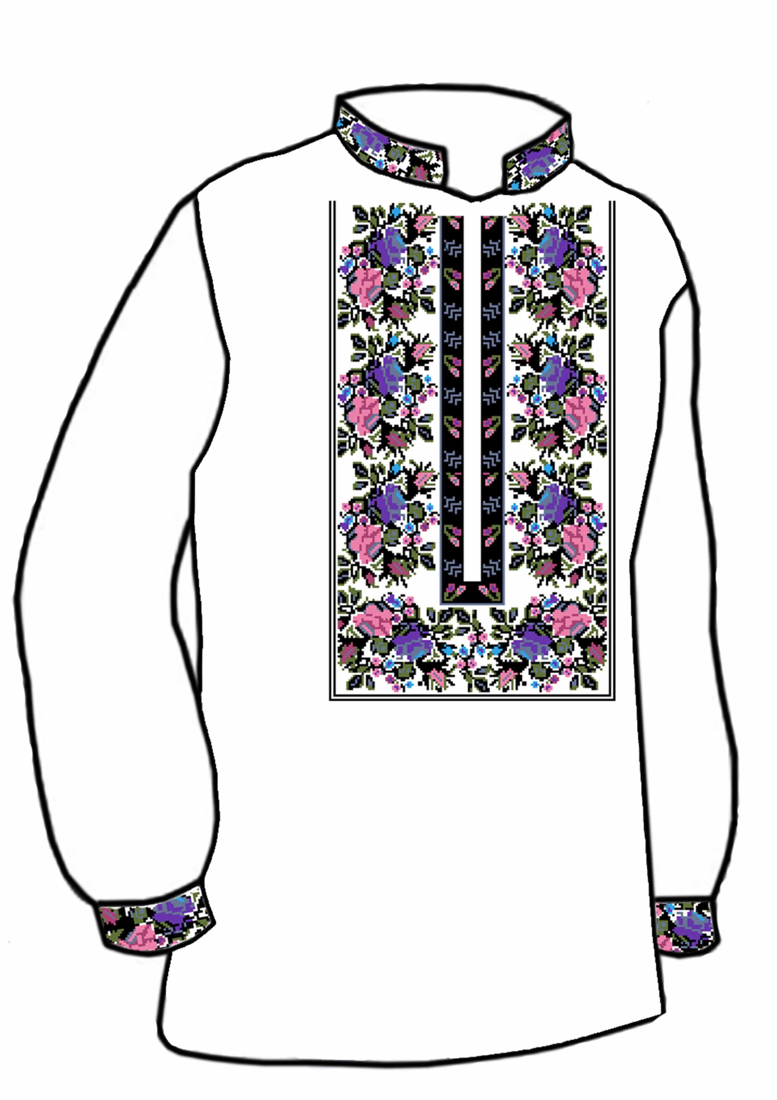 Заготовка для вышивки нитями или бисером рубашка СЧ-145 домотканое полотно