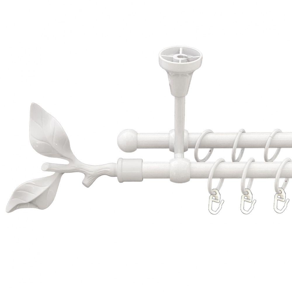 Карниз Orvit Листок Троянди металевий дворядний литий до стелі гладка труба кільце металеве 16/16 мм 200 см Арктіс (00-00012401)