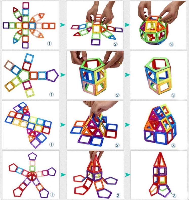 Конструктор магнитный 3D из пластиковых фигур 100 деталей (300800) - фото 3
