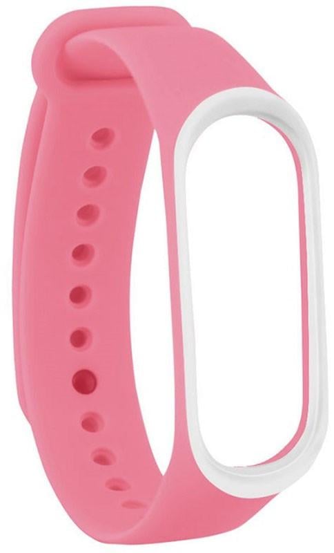 Ремінець UWatch Double Color Replacement Silicone Band Line For Xiaomi Mi Band Line 3/4 Pink/White - фото 1