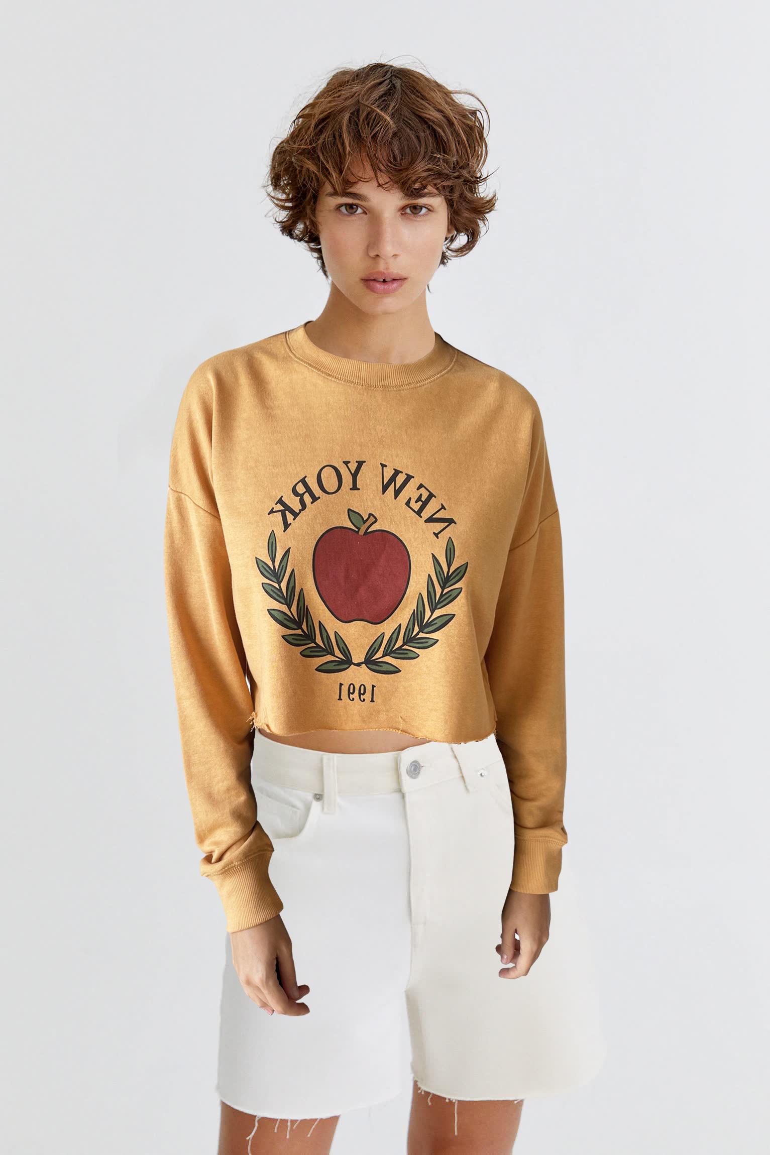 Свитшот женский Pull&Bear S Желтый (5590108305b29)