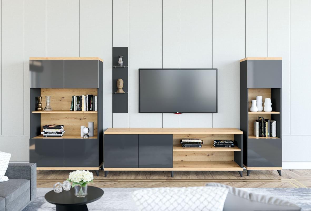 Полка настенная открытая Світ меблів Тревизо 240х140х1040 мм из ДСП/стекло Антрацит - фото 2