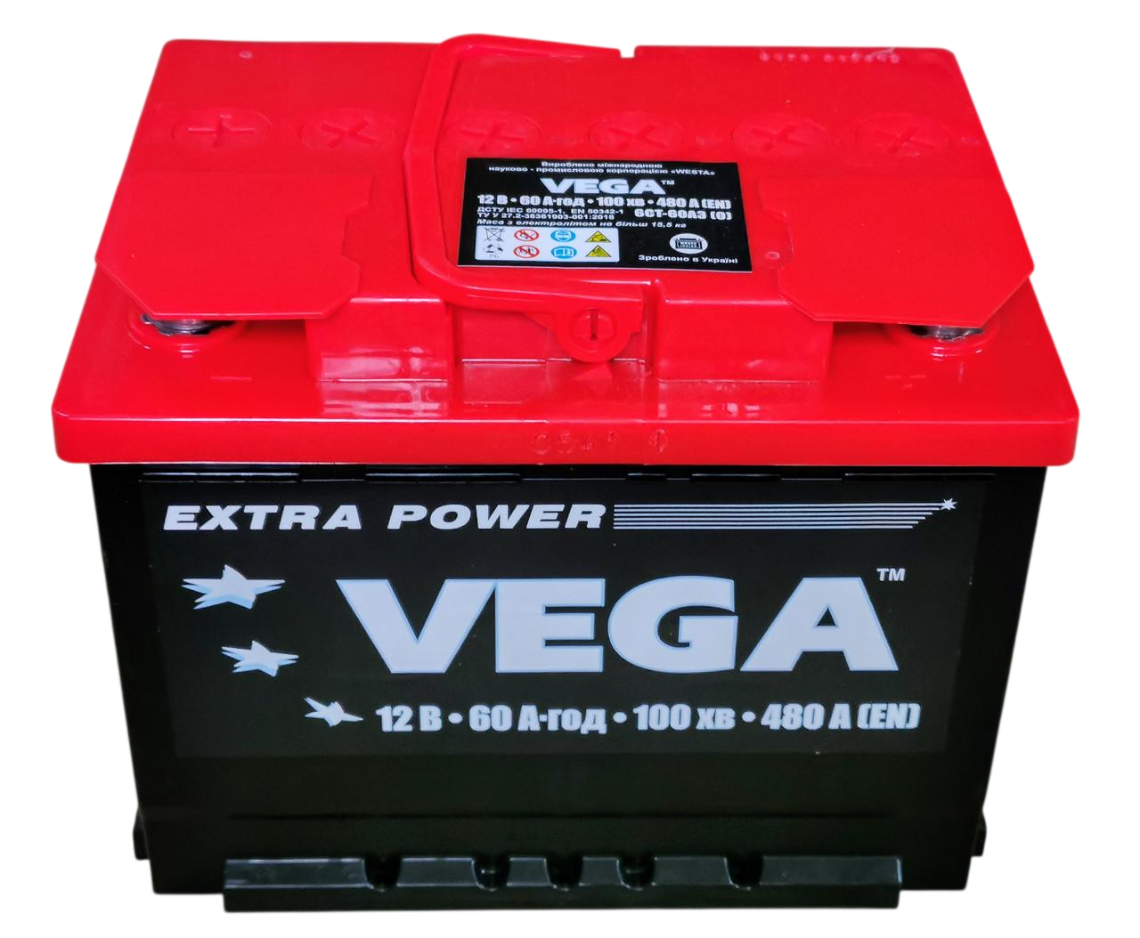 Аккумулятор автомобильный 6CT-60 Vega EN480 60Ah-12V + справа 242х175х190 мм