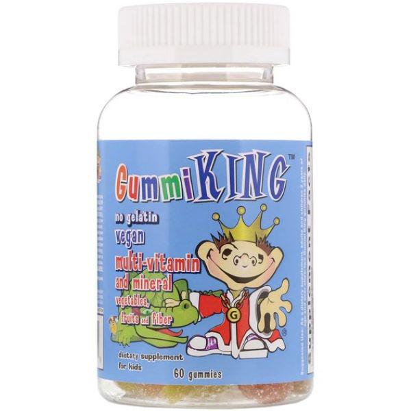 Мультивитаминно-минеральная добавка Gummi King Multi-Vitamin and Mineral Vege таблеток es Fruits and Fiber For Kids 60 Gummies