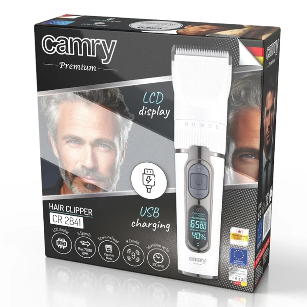 Машинка для стрижки волос Camry CR 2841 профессиональная аккумуляторная с LCD дисплеем White - фото 10 Машинка для стрижки волос Camry CR 2841 профессиональная аккумуляторная с LCD дисплеем White - фото 10